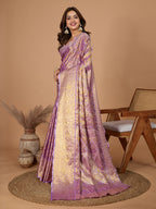 Elegance Redefined: Semi Silk Lavender Sarees in Vibrant Shades with Rich Zari Weave