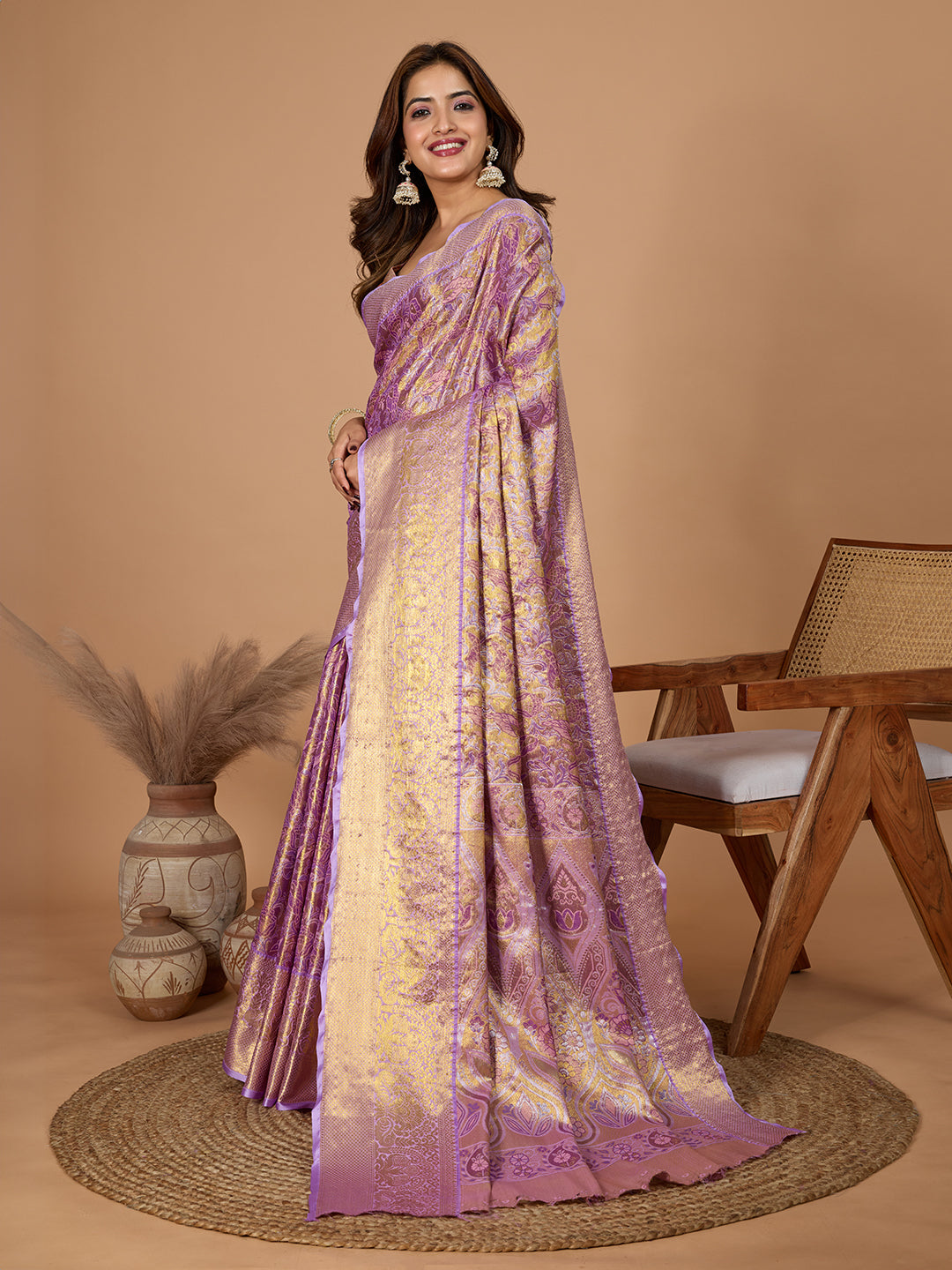 Elegance Redefined: Semi Silk Lavender Sarees in Vibrant Shades with Rich Zari Weave
