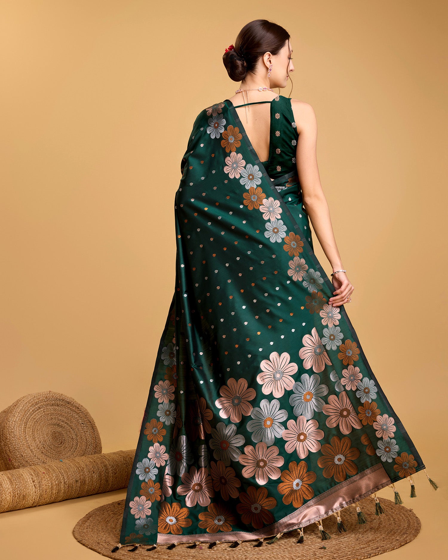 Green  Pure Jacquard Fabric with Sona Chandi Zari – Perfect for Bridal & Festive Ensembles