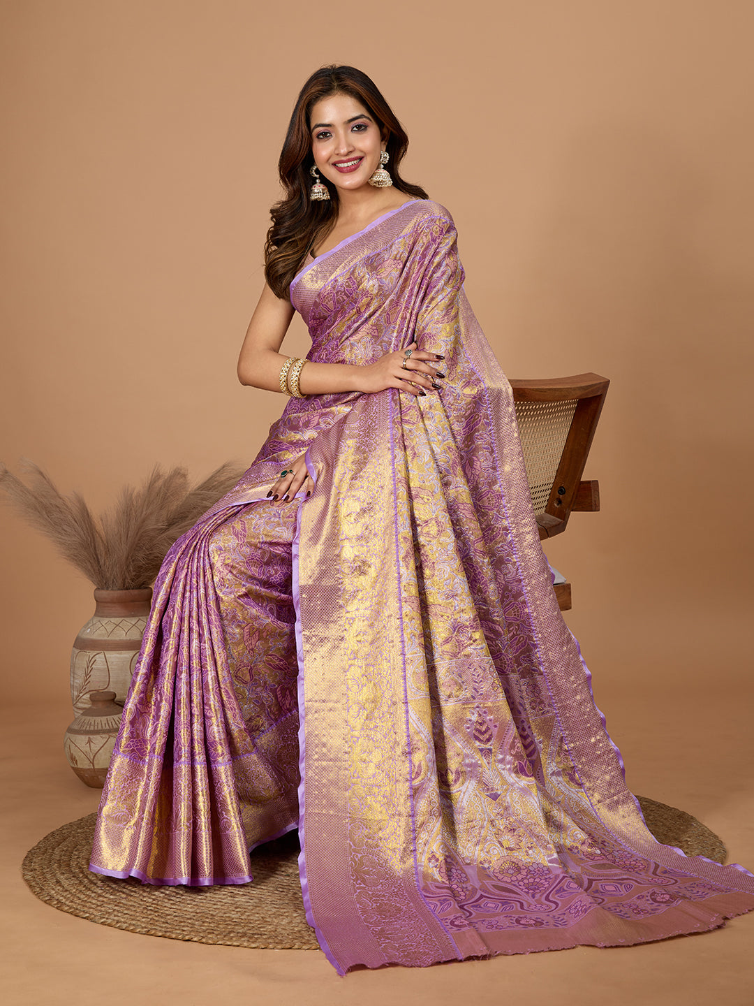 Elegance Redefined: Semi Silk Lavender Sarees in Vibrant Shades with Rich Zari Weave