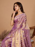 Elegance Redefined: Semi Silk Lavender Sarees in Vibrant Shades with Rich Zari Weave