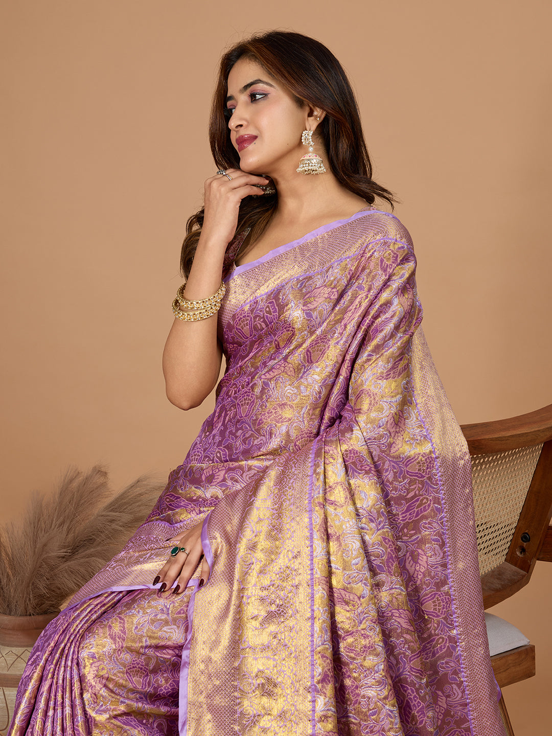 Elegance Redefined: Semi Silk Lavender Sarees in Vibrant Shades with Rich Zari Weave