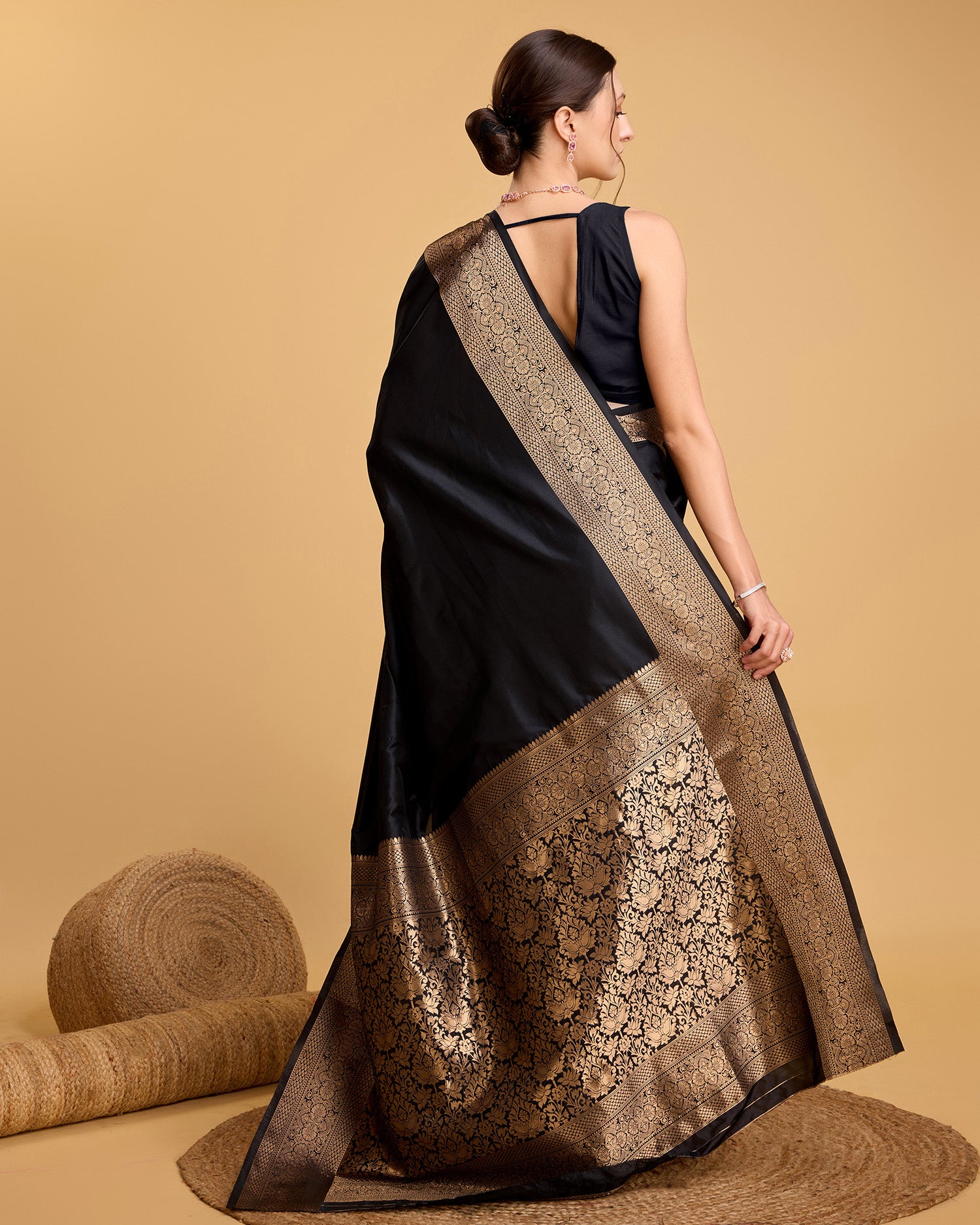 Black Banarasi Elegance Made Easy – Soft, Breathable Sarees for Wedding Glam