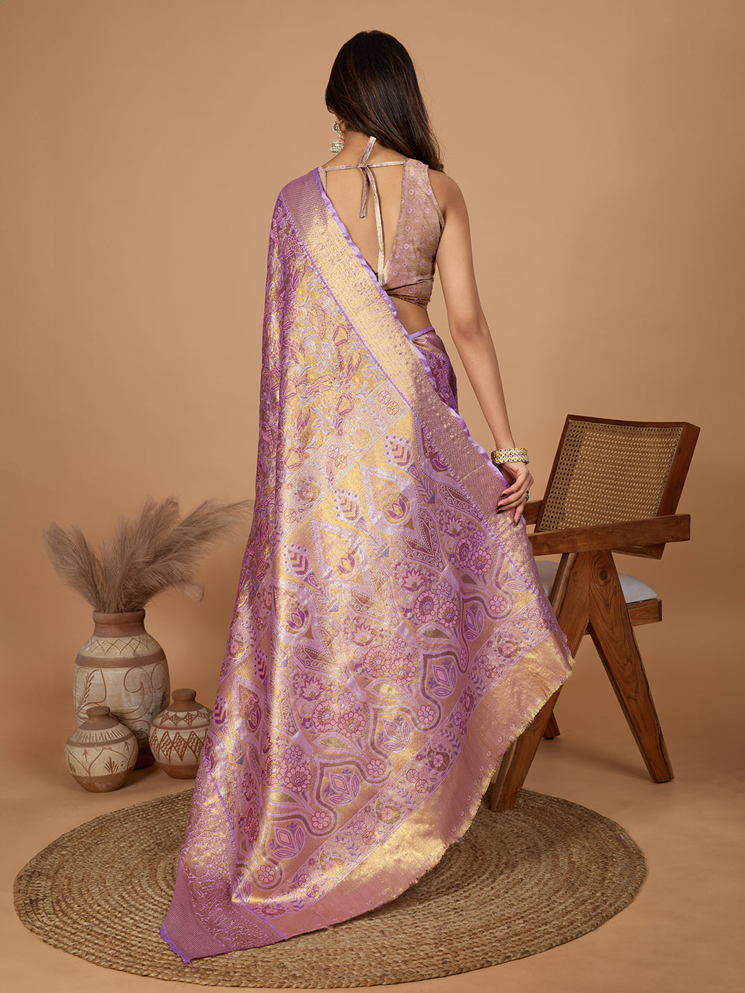 Elegance Redefined: Semi Silk Lavender Sarees in Vibrant Shades with Rich Zari Weave