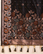 Black Pure Jacquard Fabric with Sona Chandi Zari – Perfect for Bridal & Festive Ensembles