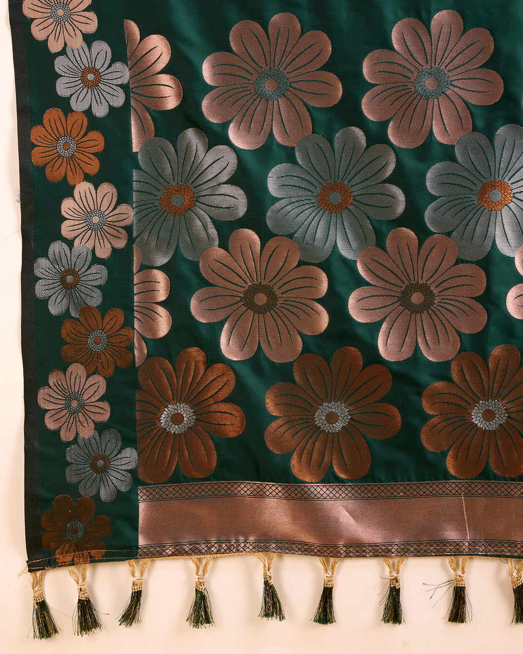 Green  Pure Jacquard Fabric with Sona Chandi Zari – Perfect for Bridal & Festive Ensembles