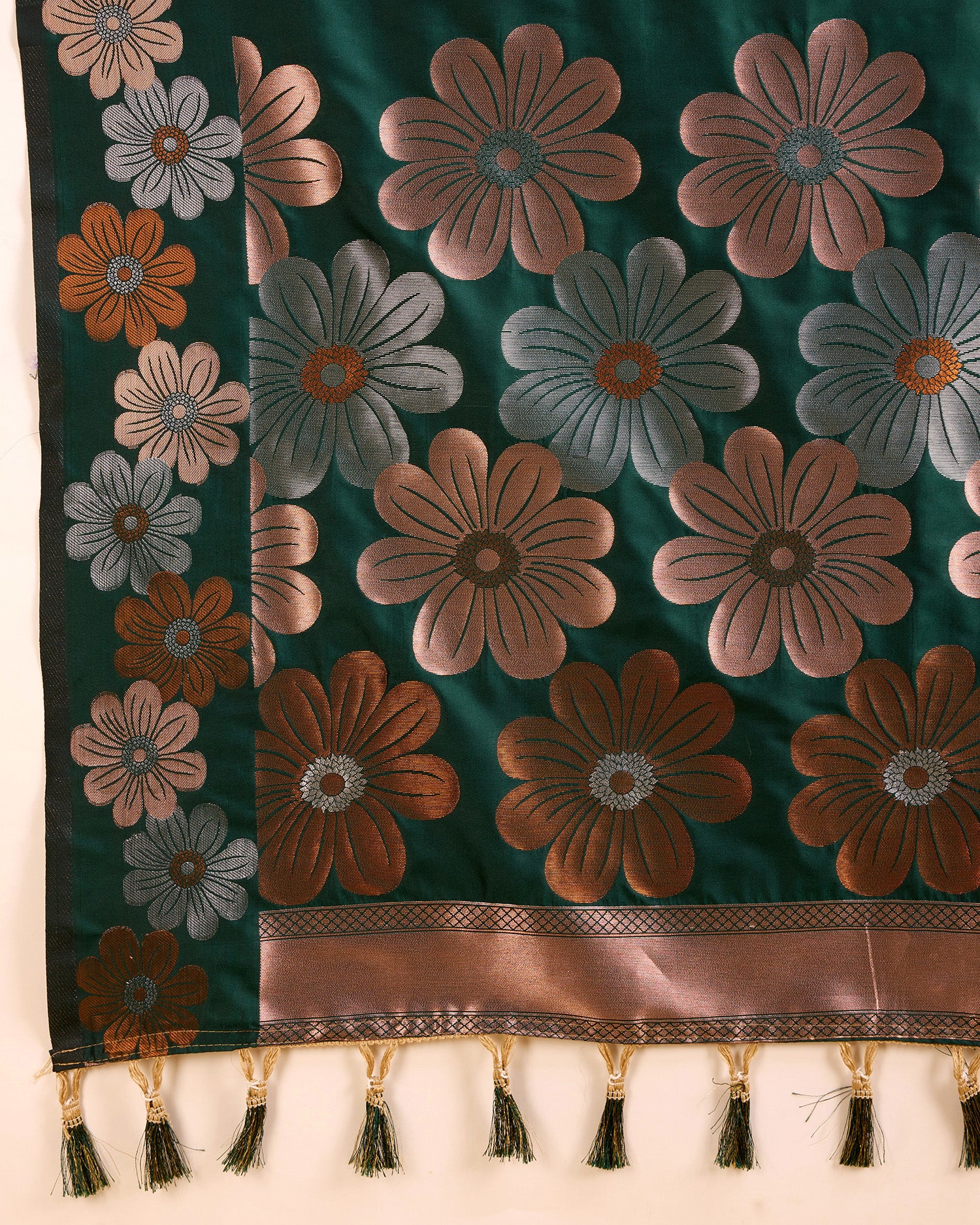 Green  Pure Jacquard Fabric with Sona Chandi Zari – Perfect for Bridal & Festive Ensembles