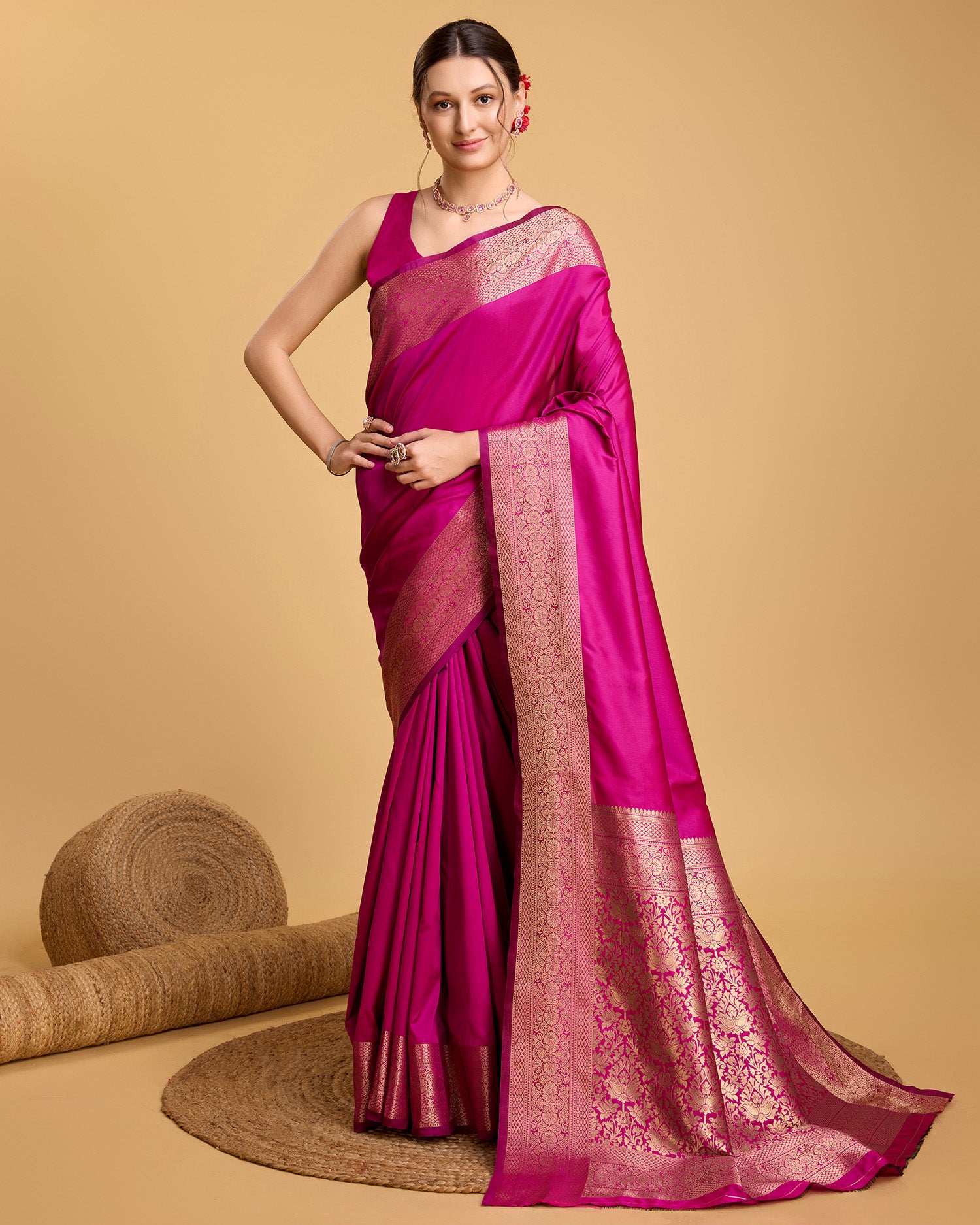 Pink Banarasi Elegance Made Easy – Soft, Breathable Sarees for Wedding Glam