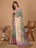 Elegance Redefined: Semi Silk Gold Blue Sarees in Vibrant Shades with Rich Zari Weave