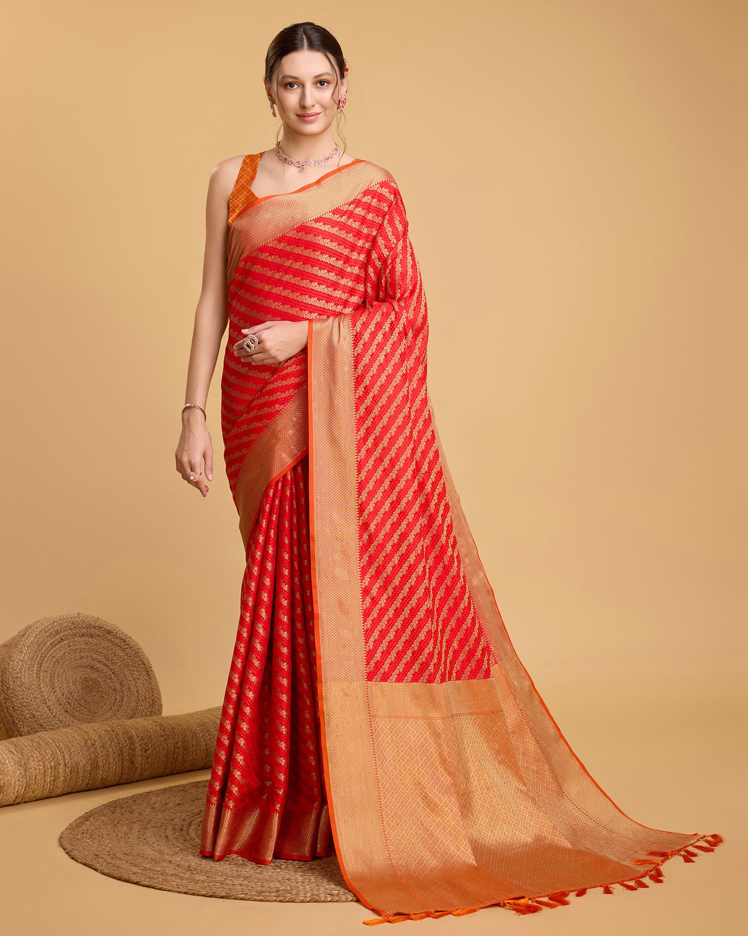 Red Banarasi Saree – Lightweight Elegance for Weddings & Festive Celebrations
