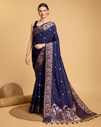 Royal Blue Pure Jacquard Fabric with Sona Chandi Zari – Perfect for Bridal & Festive Ensembles
