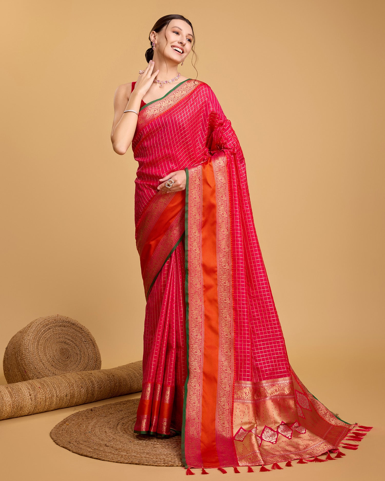 Be Wedding & Festive Ready with Our All-New PURE Jacquard Rani Pink Saree Collection
