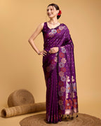 Wine  Pure Jacquard Fabric with Sona Chandi Zari – Perfect for Bridal & Festive Ensembles