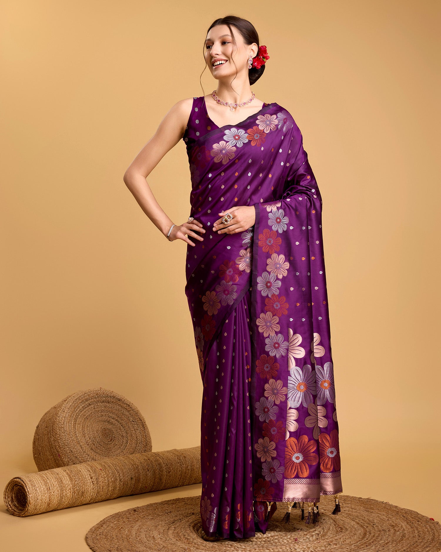 Wine  Pure Jacquard Fabric with Sona Chandi Zari – Perfect for Bridal & Festive Ensembles