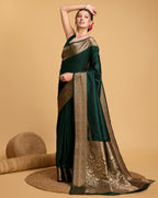 Green Banarasi Elegance Made Easy – Soft, Breathable Sarees for Wedding Glam