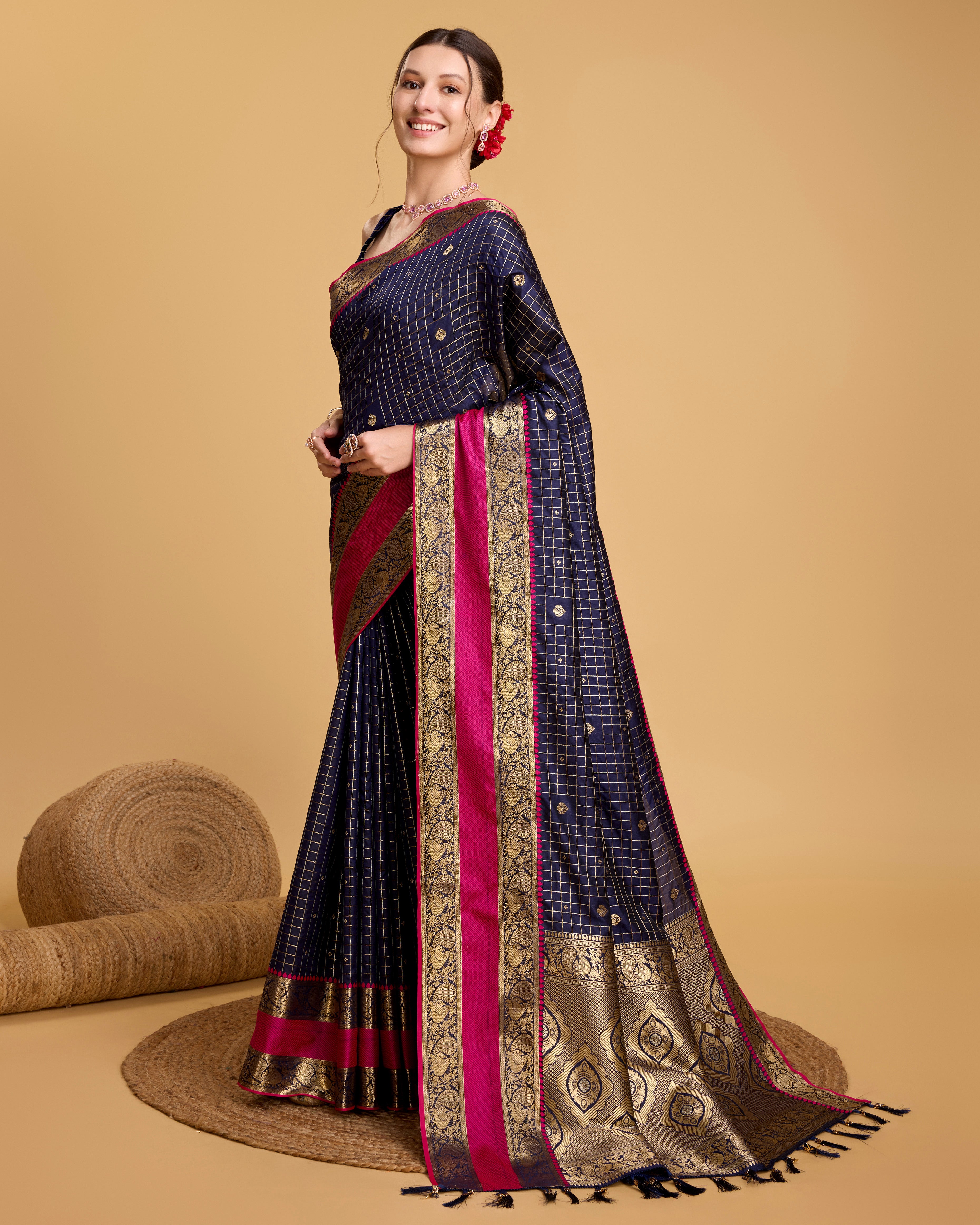 Navy Blue Soft, Stunning & Wedding-Ready: Banarasi Sarees for Every Celebration