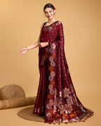 Maroon Pure Jacquard Fabric with Sona Chandi Zari – Perfect for Bridal & Festive Ensembles