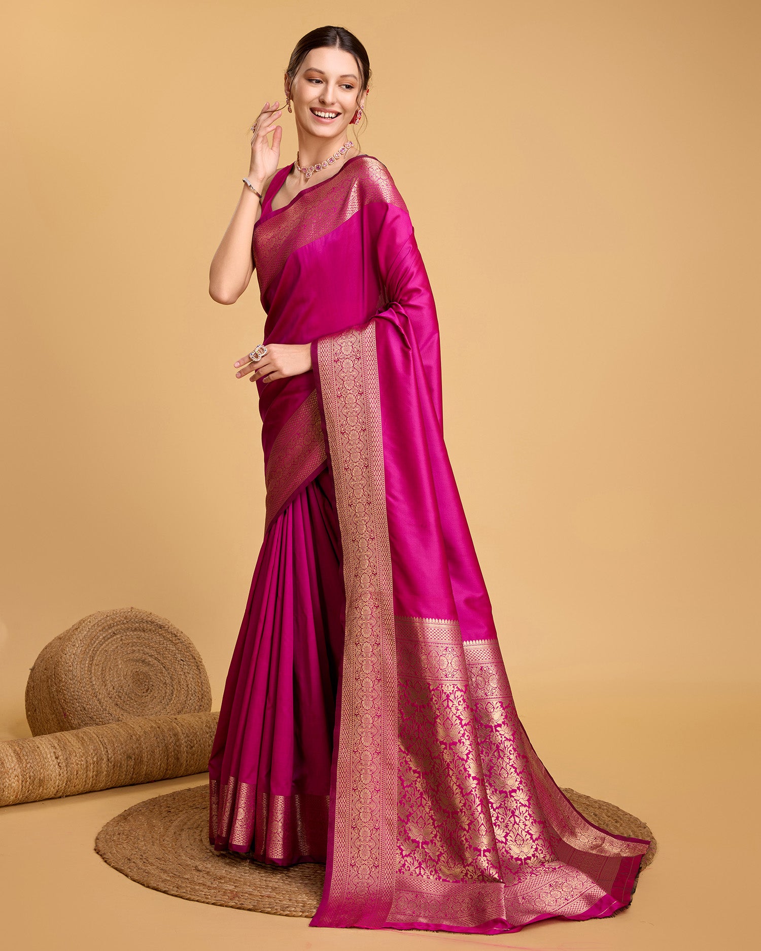 Pink Banarasi Elegance Made Easy – Soft, Breathable Sarees for Wedding Glam