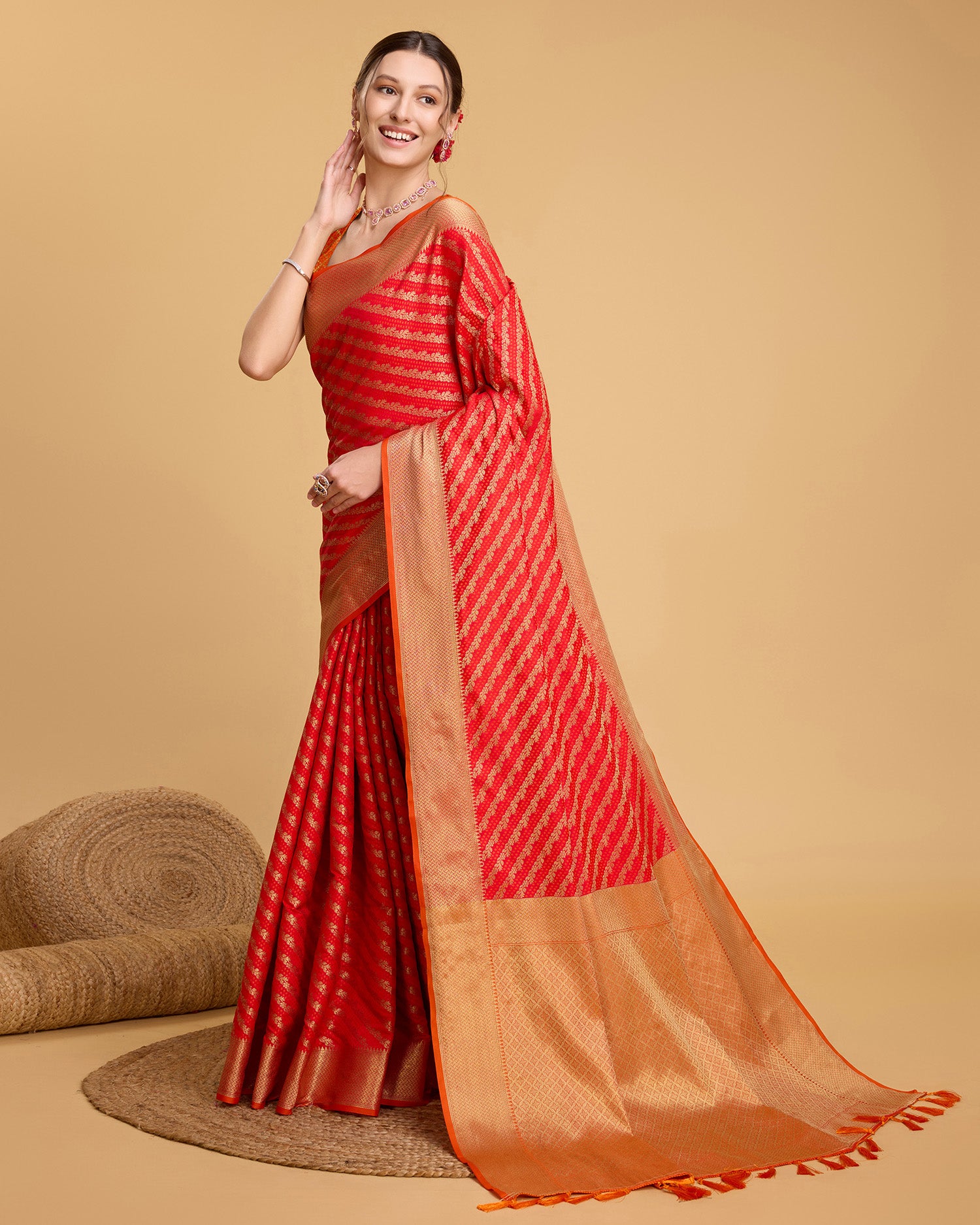 Red Banarasi Saree – Lightweight Elegance for Weddings & Festive Celebrations
