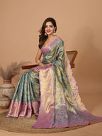 Elegance Redefined: Semi Silk Gold Blue Sarees in Vibrant Shades with Rich Zari Weave