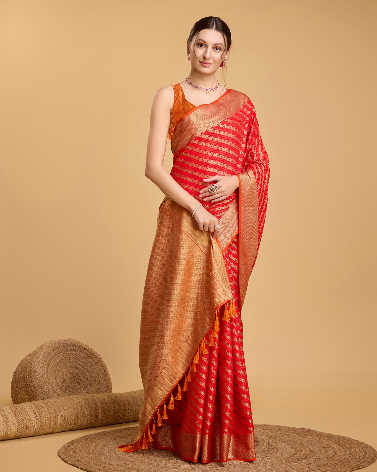 Red Banarasi Saree – Lightweight Elegance for Weddings & Festive Celebrations