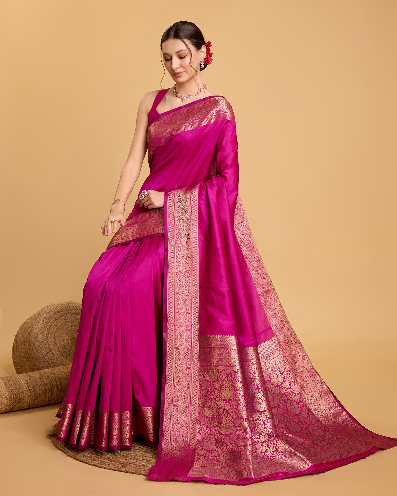 Pink Banarasi Elegance Made Easy – Soft, Breathable Sarees for Wedding Glam
