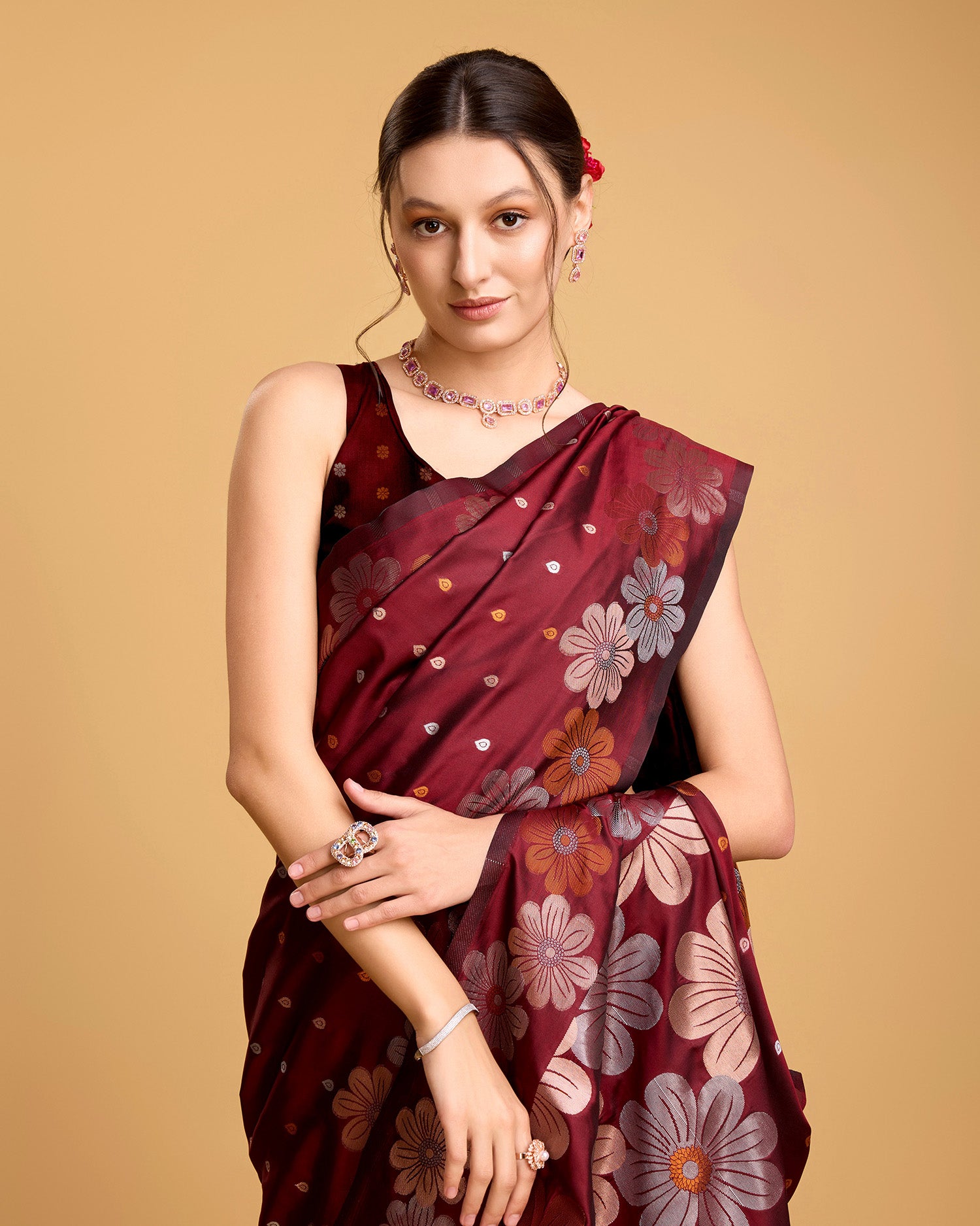 Maroon Pure Jacquard Fabric with Sona Chandi Zari – Perfect for Bridal & Festive Ensembles
