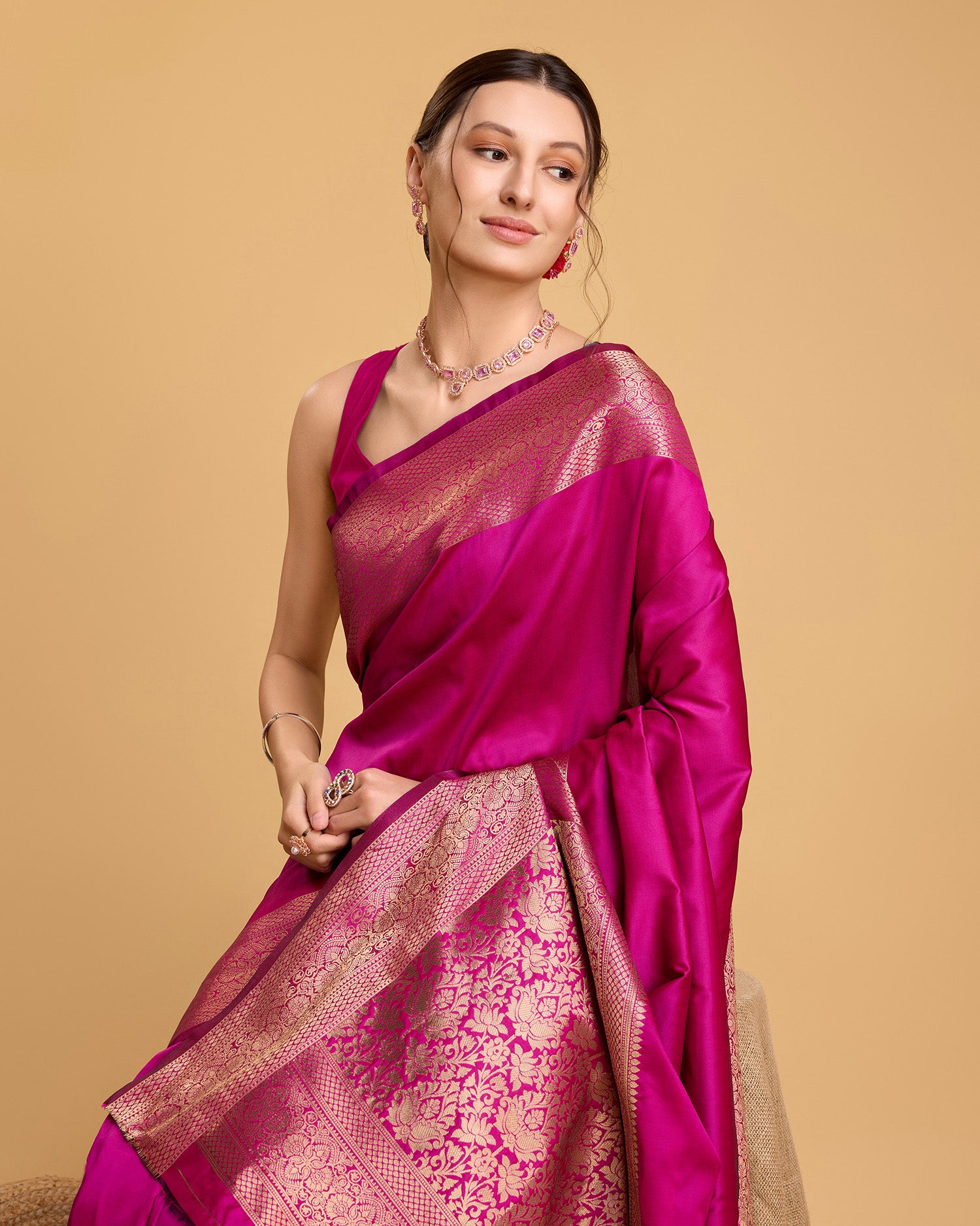 Pink Banarasi Elegance Made Easy – Soft, Breathable Sarees for Wedding Glam