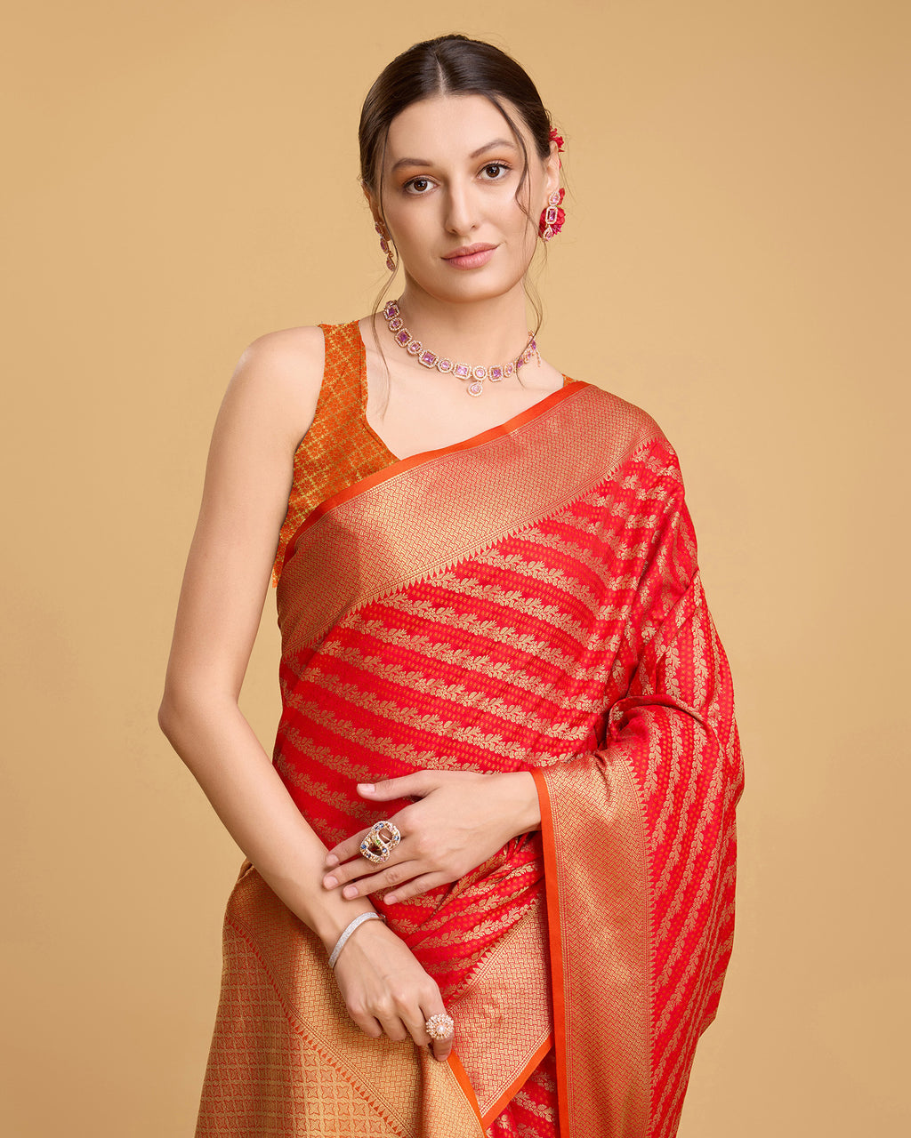 Red Banarasi Saree – Lightweight Elegance for Weddings & Festive Celebrations