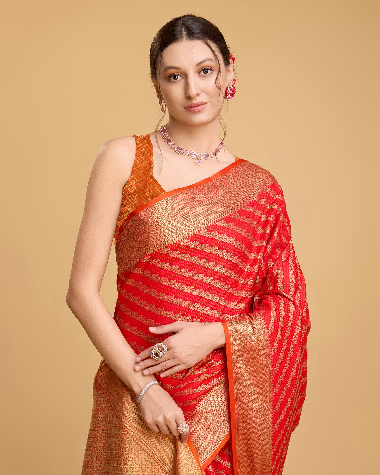 Red Banarasi Saree – Lightweight Elegance for Weddings & Festive Celebrations