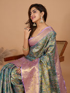 Elegance Redefined: Semi Silk Gold Blue Sarees in Vibrant Shades with Rich Zari Weave