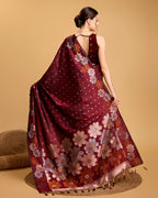 Maroon Pure Jacquard Fabric with Sona Chandi Zari – Perfect for Bridal & Festive Ensembles