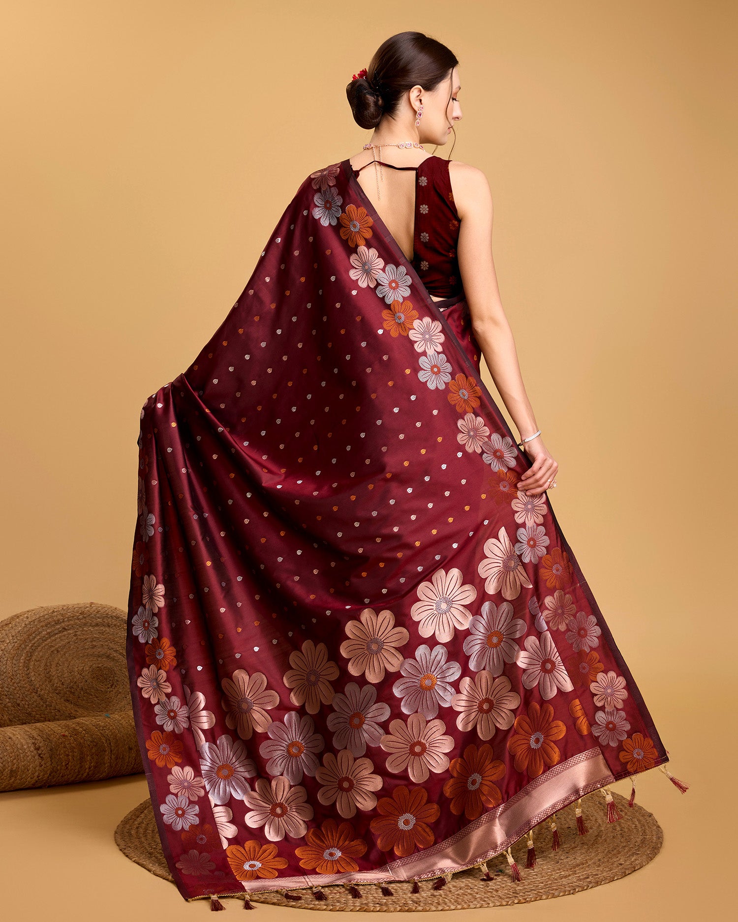 Maroon Pure Jacquard Fabric with Sona Chandi Zari – Perfect for Bridal & Festive Ensembles