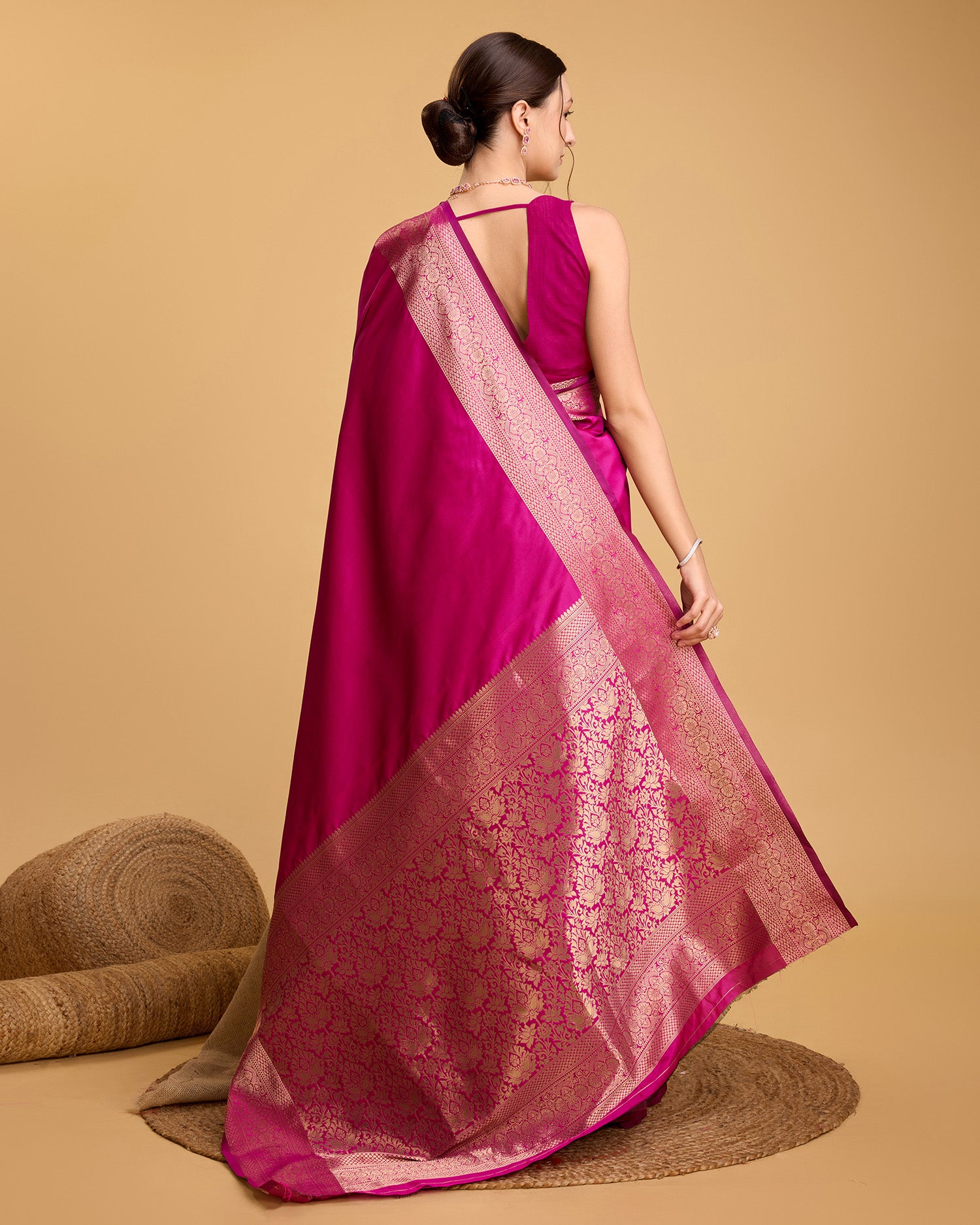 Pink Banarasi Elegance Made Easy – Soft, Breathable Sarees for Wedding Glam