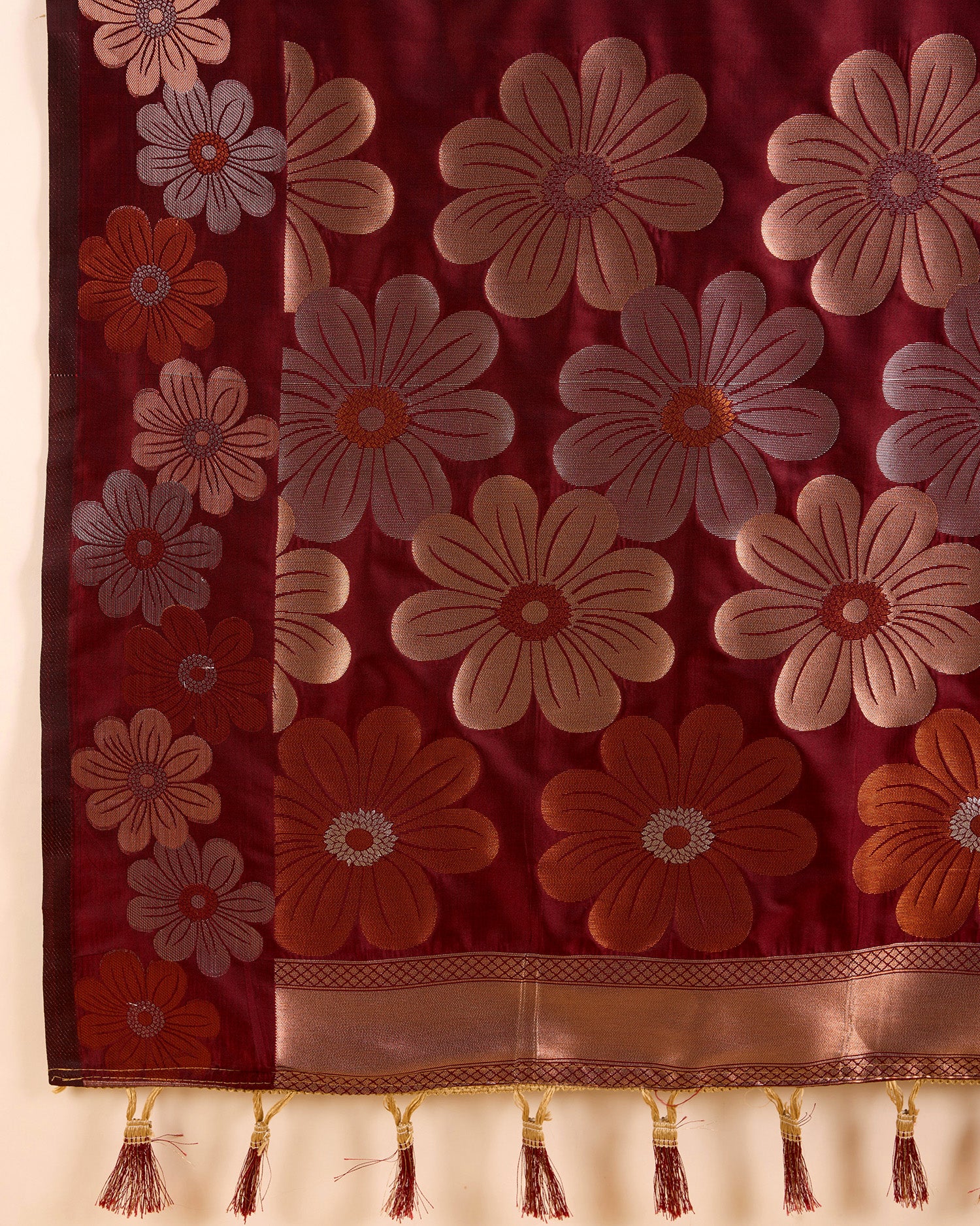 Maroon Pure Jacquard Fabric with Sona Chandi Zari – Perfect for Bridal & Festive Ensembles