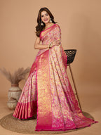 Elegance Redefined: Semi Silk Pink Sarees in Vibrant Shades with Rich Zari Weave