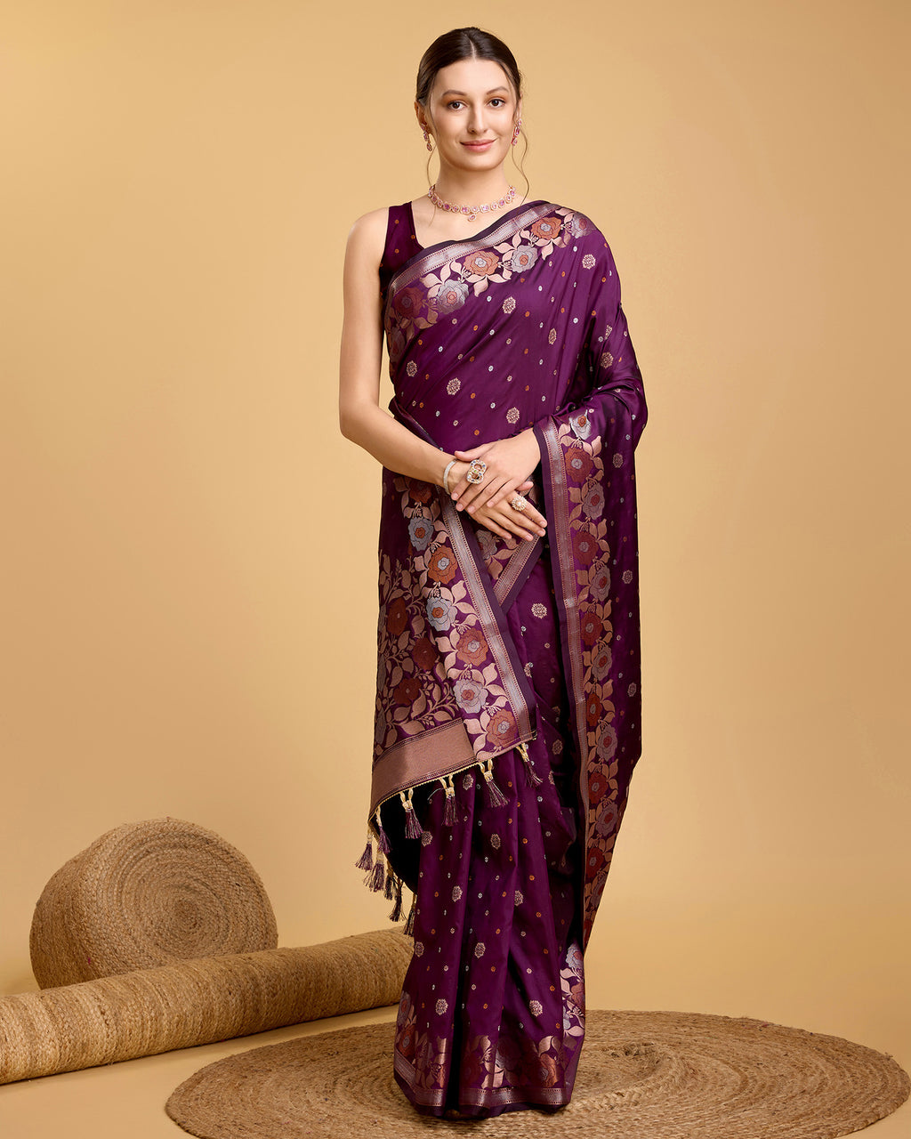 Wine Pure Jacquard Fabric with Sona Chandi Zari – Perfect for Bridal & Festive Ensembles