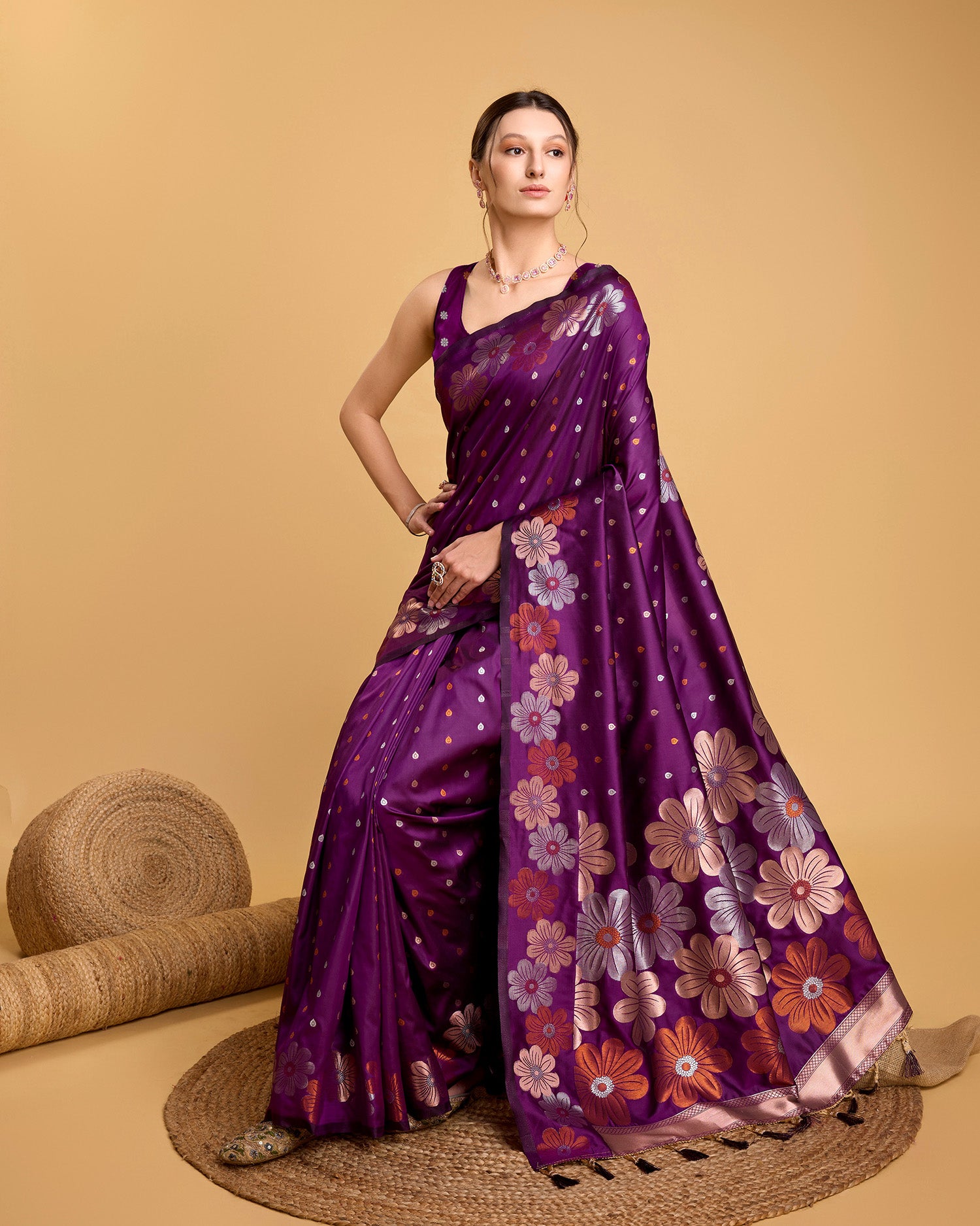 Wine  Pure Jacquard Fabric with Sona Chandi Zari – Perfect for Bridal & Festive Ensembles