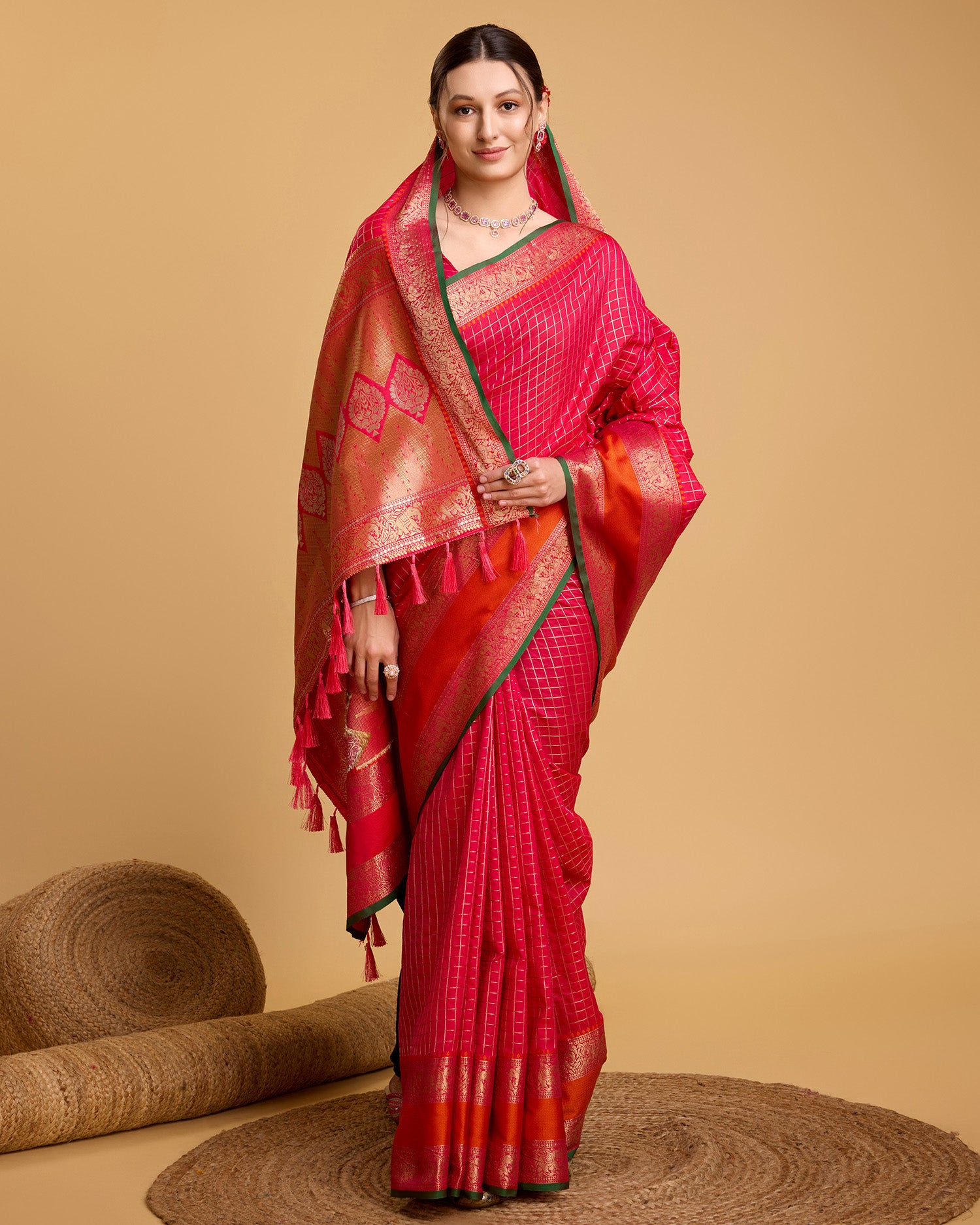 Be Wedding & Festive Ready with Our All-New PURE Jacquard Rani Pink Saree Collection