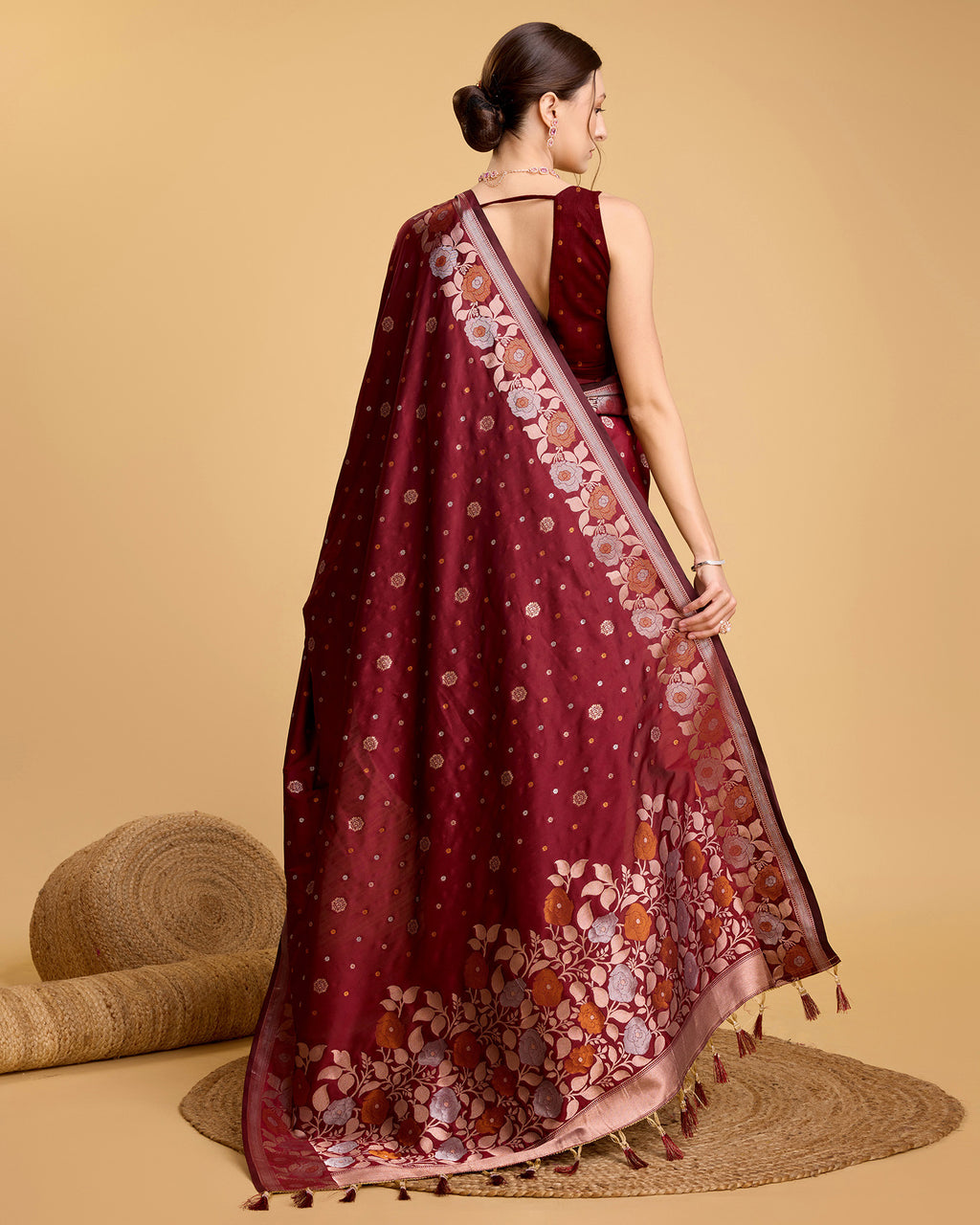 Maroon Pure Jacquard Fabric with Sona Chandi Zari – Perfect for Bridal & Festive Ensembles