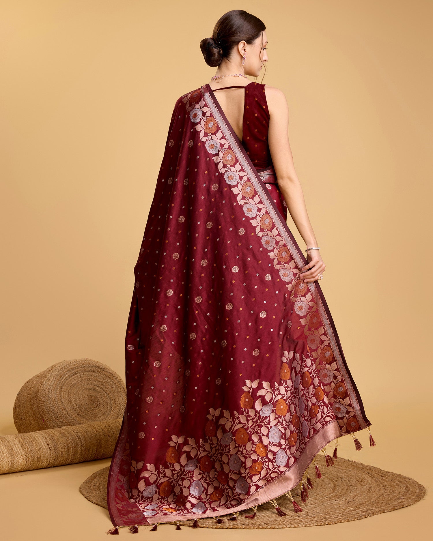 Maroon Pure Jacquard Fabric with Sona Chandi Zari – Perfect for Bridal & Festive Ensembles