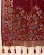 Maroon Pure Jacquard Fabric with Sona Chandi Zari – Perfect for Bridal & Festive Ensembles