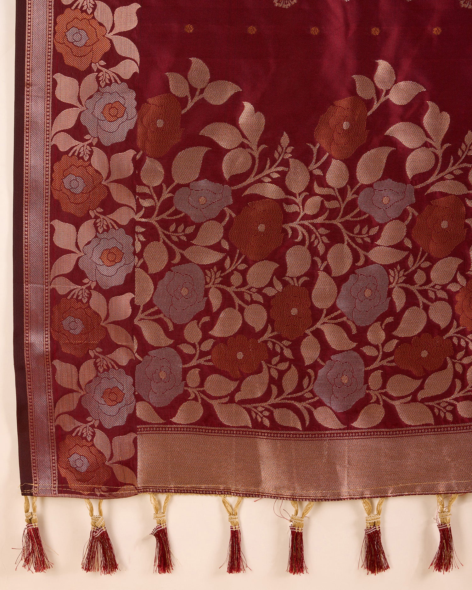 Maroon Pure Jacquard Fabric with Sona Chandi Zari – Perfect for Bridal & Festive Ensembles