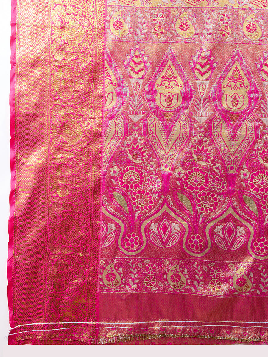 Elegance Redefined: Semi Silk Pink Sarees in Vibrant Shades with Rich Zari Weave