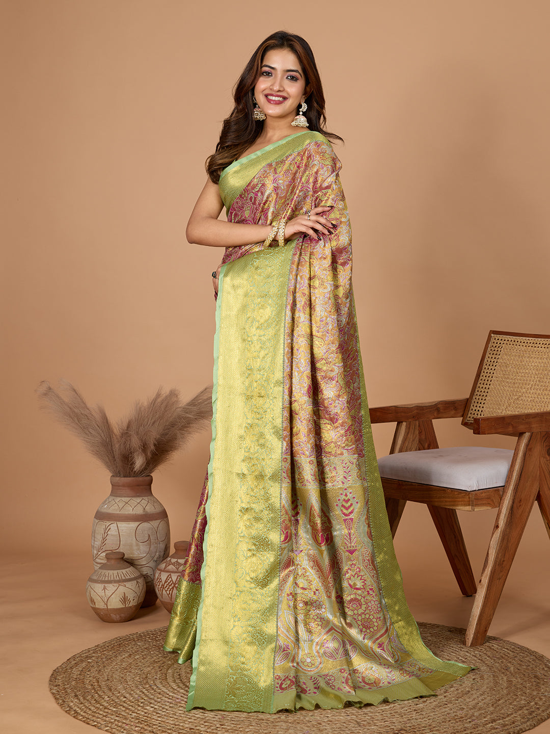 Elegance Redefined: Semi Silk Green Sarees in Vibrant Shades with Rich Zari Weave