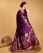 Wine  Pure Jacquard Fabric with Sona Chandi Zari – Perfect for Bridal & Festive Ensembles