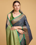 Navy Blue Banarasi Saree – Lightweight Elegance for Weddings & Festive Celebrations