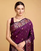 Wine Pure Jacquard Fabric with Sona Chandi Zari – Perfect for Bridal & Festive Ensembles