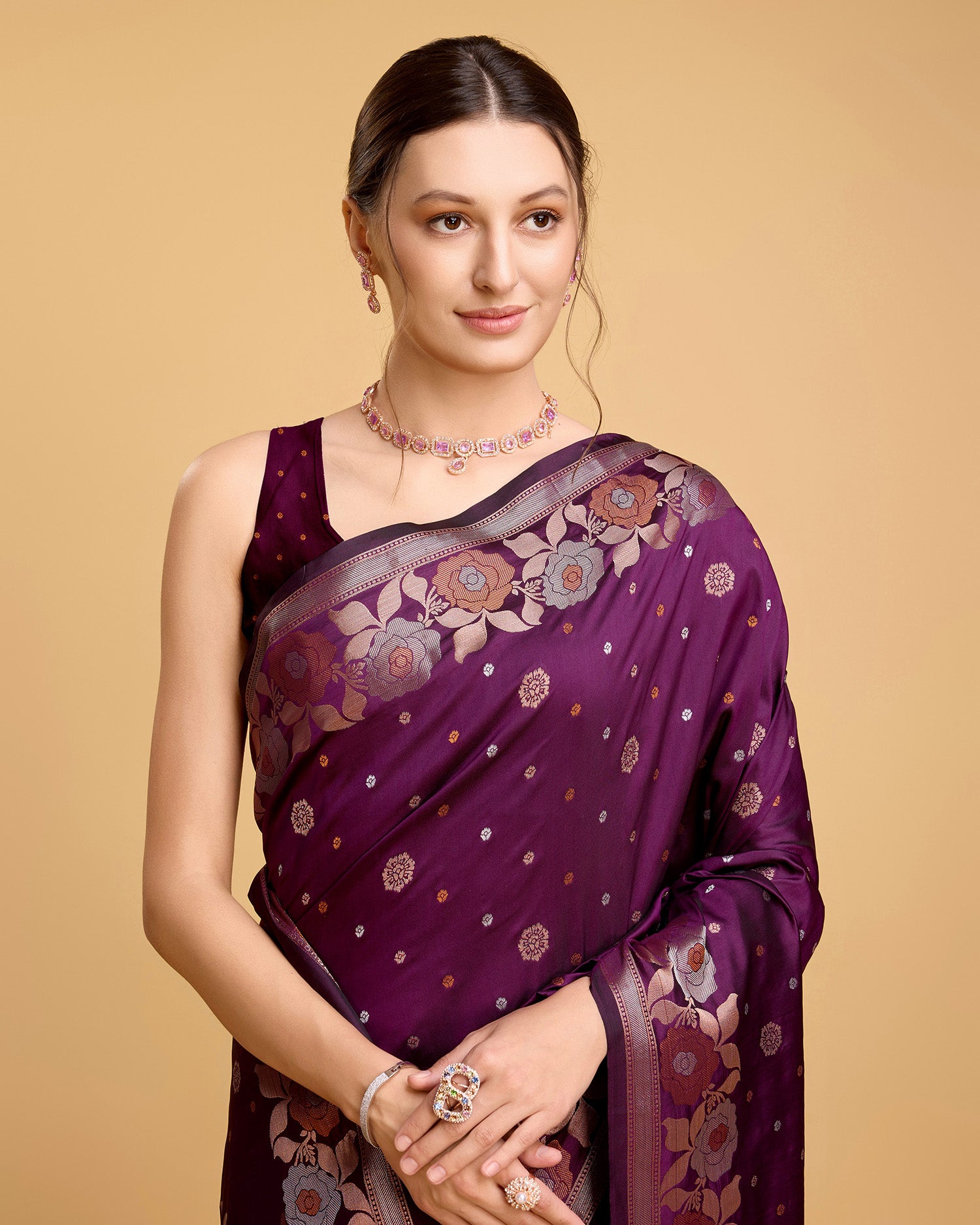 Wine Pure Jacquard Fabric with Sona Chandi Zari – Perfect for Bridal & Festive Ensembles