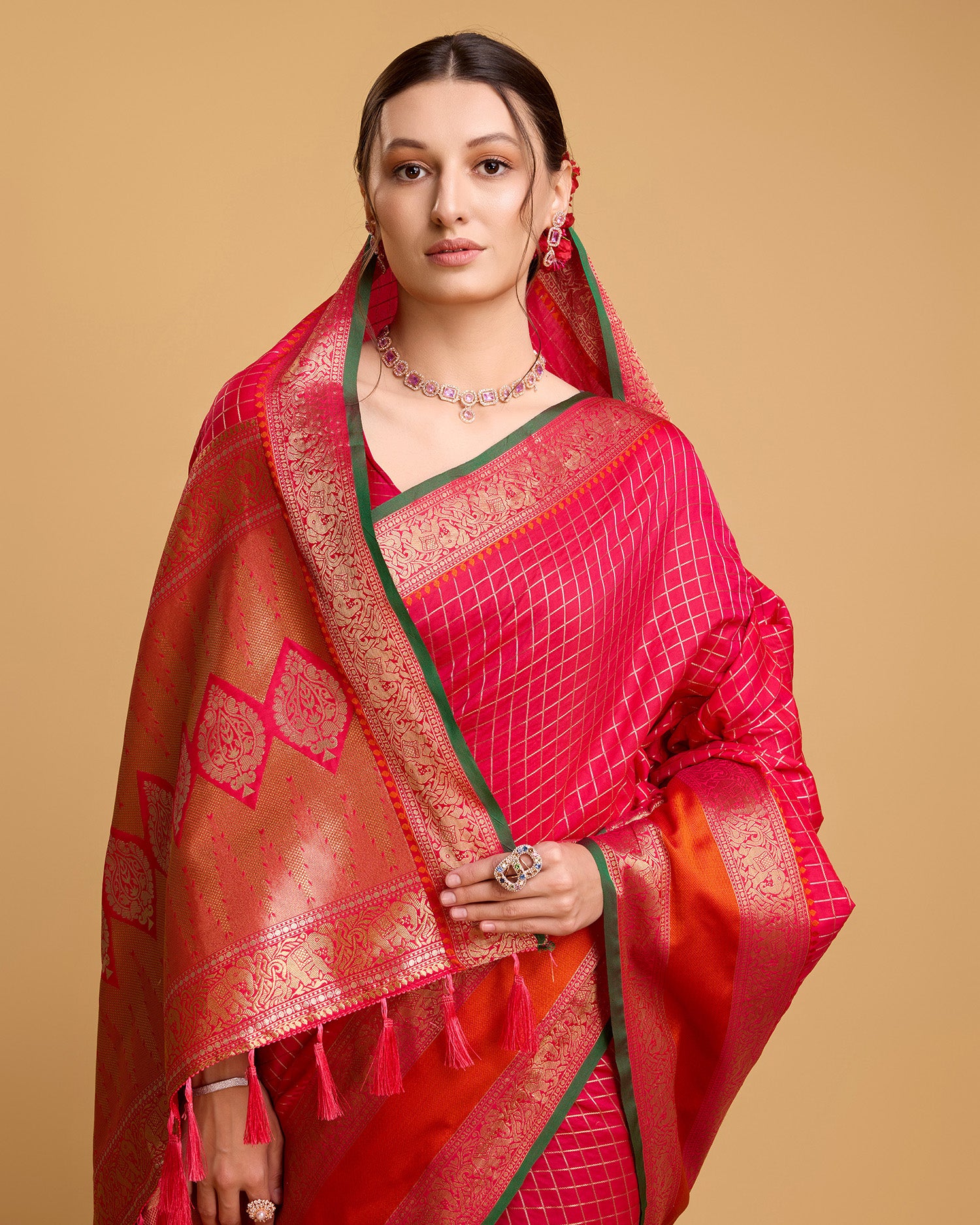 Be Wedding & Festive Ready with Our All-New PURE Jacquard Rani Pink Saree Collection